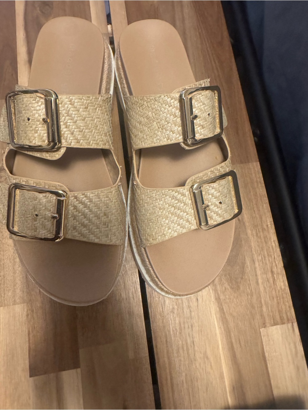 Woven Strap Platform Slide Sandals in Natural madden girl - Picture 4 of 5